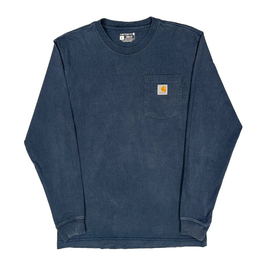 Carhartt Long Sleeve T-Shirt - Small Blue Cotton