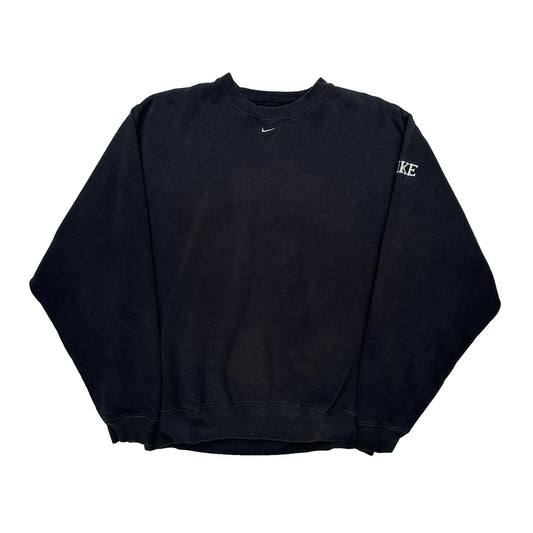 Vintage Swoosh Logo Nike Sweatshirt - XL Black Cotton Blend