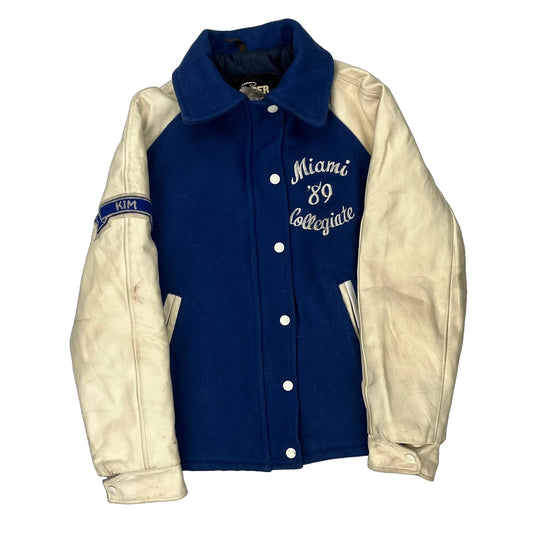 1980'S Seder Varsity Jacket - Medium Navy Wool Blend
