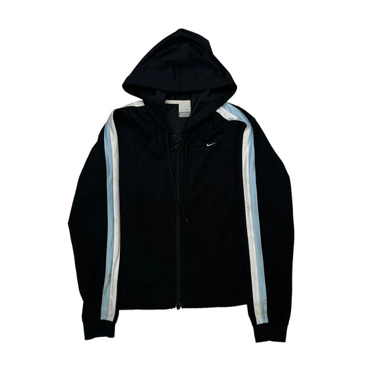 Vintage Age 12-13 Nike Striped Hoodie - Medium Black Polyester