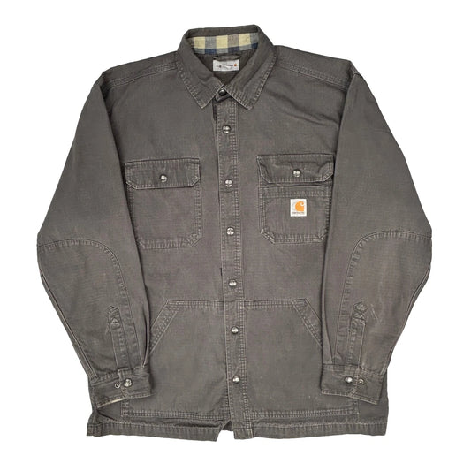 Vintage Carhartt Workwear Shirt Jacket - Large Grey Cotton