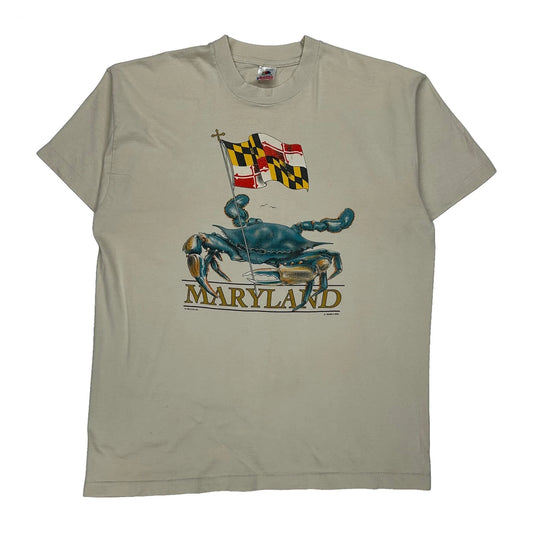 Maryland Fruit Of The Loom Graphic T-Shirt - XL Beige Cotton