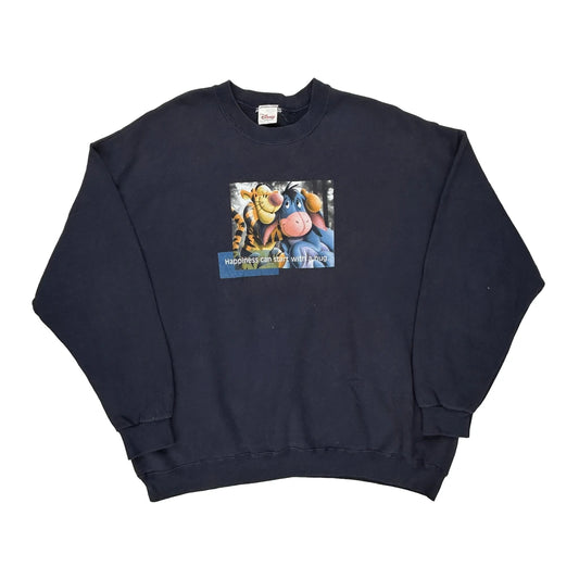 Disney Cartoon Sweatshirt - 2XL Navy Cotton