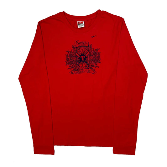 Vintage Rangers Baseball Club Nike Graphic Long Sleeve T-Shirt - Large Red Cotton