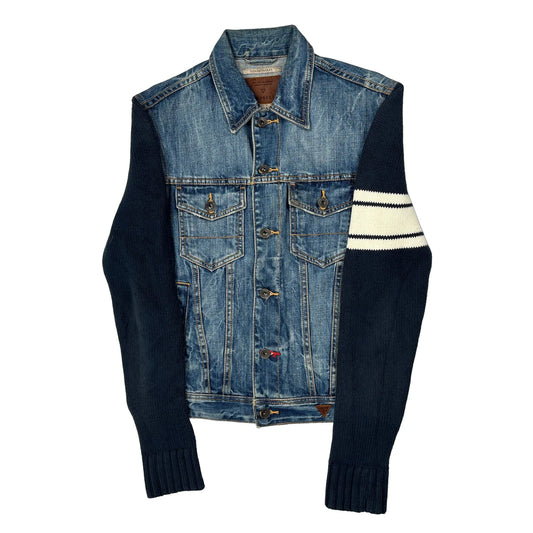 Vintage Guess Striped Denim Jacket - XS Blue Denim