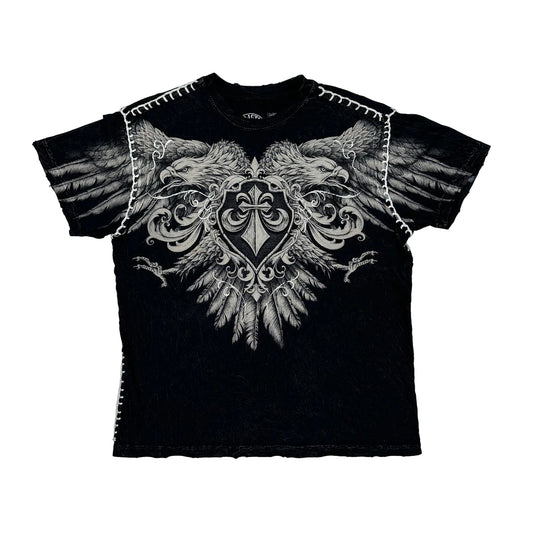 Made In USA Affliction Graphic T-Shirt - Large Black Cotton