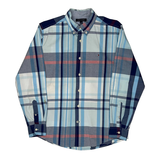 Vintage Tommy Hilfiger Checked Shirt - Medium Blue Cotton