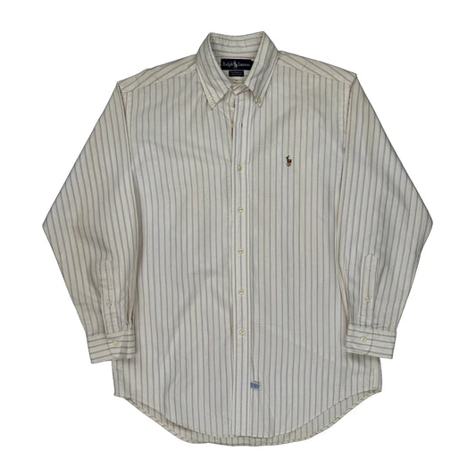 Ralph Lauren Striped Shirt - Medium Cream Cotton