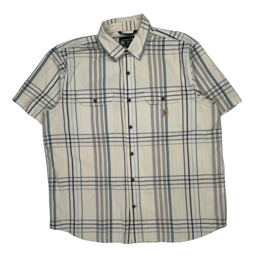 Carhartt Checked Short Sleeve Shirt - XL Blue Cotton