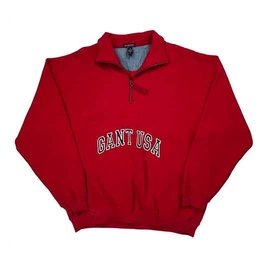 Vintage USA Gant 1/4 Zip - Large Red Cotton