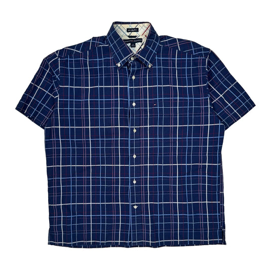 Tommy Hilfiger Checked Short Sleeve Shirt - Large Red Cotton