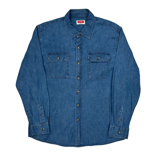Wrangler Denim Shirt - Large Blue Cotton