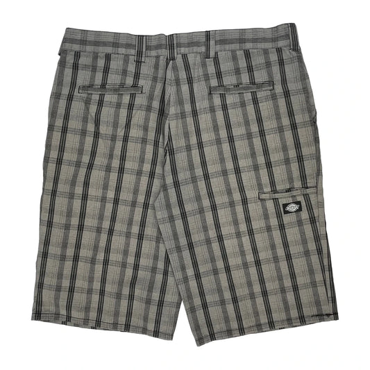 Dickies Checked Shorts - 36W 12L Grey Cotton
