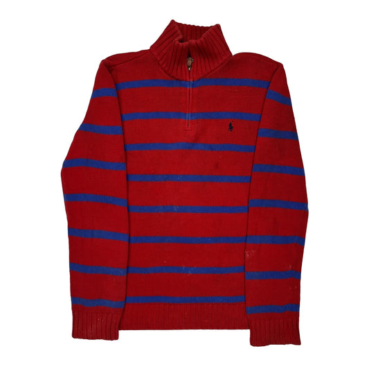 Age 13-14 Polo By Ralph Lauren Striped 1/4 Zip - XL Blue Cotton