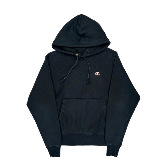 Vintage Reverse Weave Champion Hoodie - Small Black Cotton