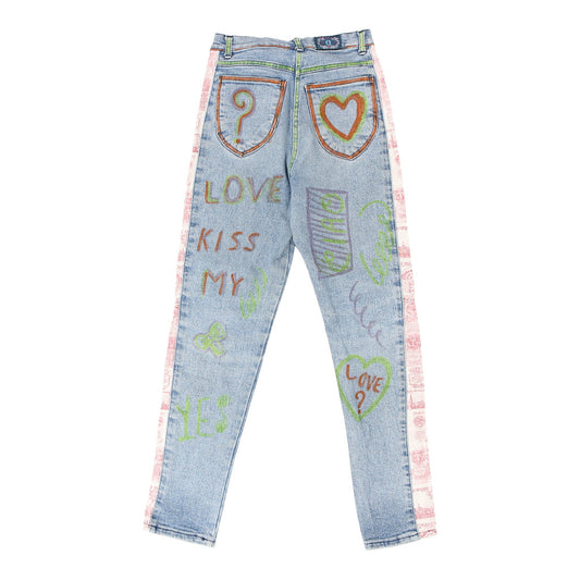 Vintage Quarry Graphic Jeans - 26W UK 8 Blue Cotton