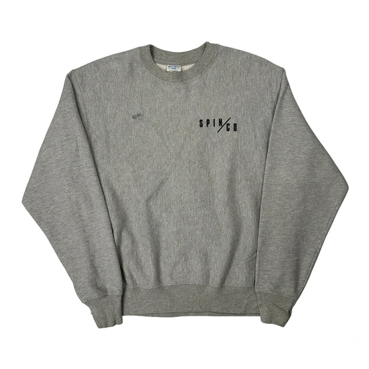 Vintage Reverse Weave Champion College Sweatshirt - Large Grey Cotton Blend