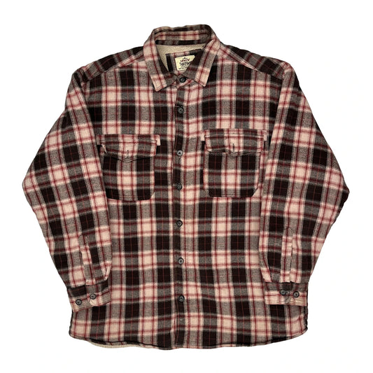 Levis Checked Flannel Shirt - Large Red Cotton