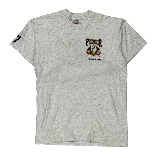 Firecracker July 1996 Littleton Colorado Oneita Single Stitch T-Shirt - Large Grey Cotton Blend