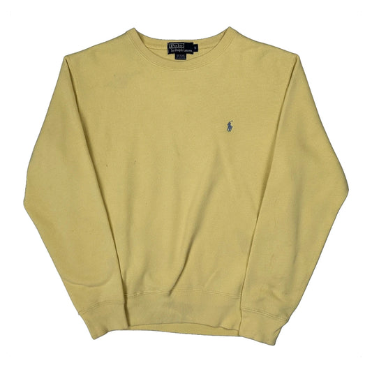 Vintage Polo By Ralph Lauren Sweatshirt - Small Yellow Cotton Blend