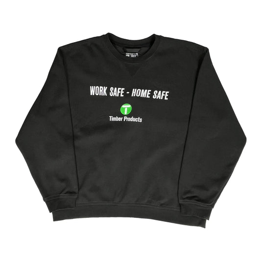 Vintage Work Safe - Home Safe Carhartt Sweatshirt - 2XL Black Cotton