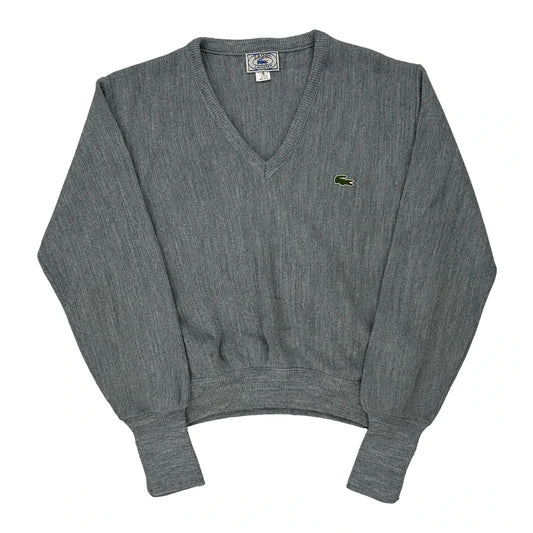 Made In USa Lacoste V-Neck Jumper - Small Grey Wool