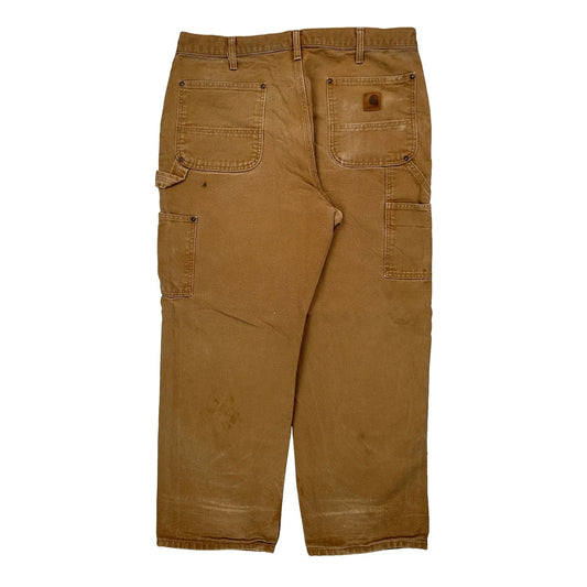 Vintage Carhartt B136 Brn Double Knee Carpenter Trousers - 36W 29L Brown Cotton