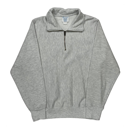 Vintage Reverse Weave Champion 1/4 Zip - Medium Grey Cotton Blend