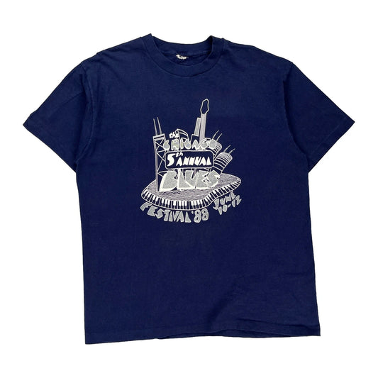 Chicago Blues Festival 1988 Single Stitch Band T-Shirt - XL Blue Cotton