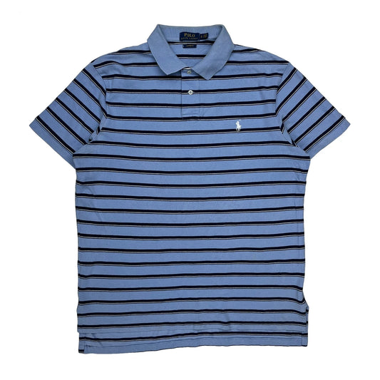 Vintage Polo By Ralph Lauren Striped Polo Shirt - XL Blue Cotton