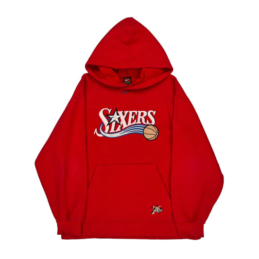 Sixers Nike Nba Hoodie - Large Red Cotton