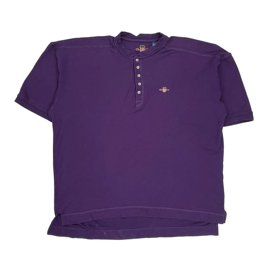 Gant Henley Polo Shirt - XL Purple Cotton