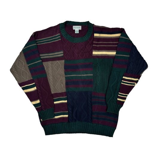 Izod Striped Long Sleeve T-Shirt - Medium Multicoloured Cotton