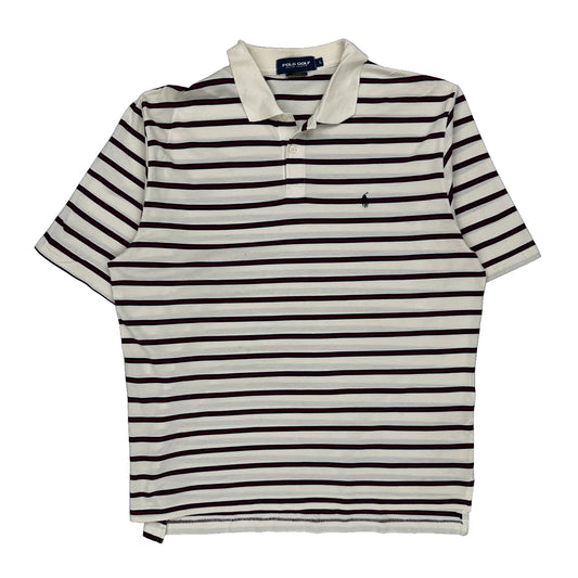 Polo By Ralph Lauren Striped Polo Shirt - Large Burgundy Cotton