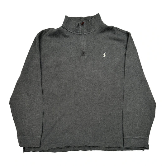 Estate Rib Polo By Ralph Lauren 1/4 Zip - 2XL Grey Cotton