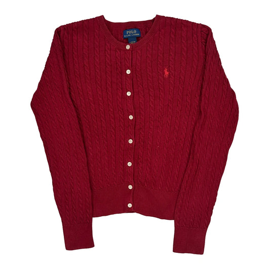 Polo By Ralph Lauren Cardigan - Large Red Cotton