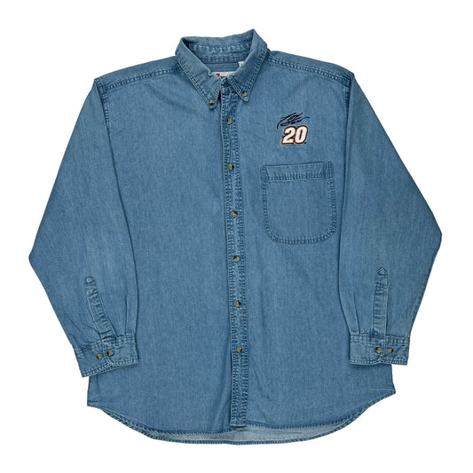 20 Competitors View Nascar Denim Shirt - Large Blue Cotton