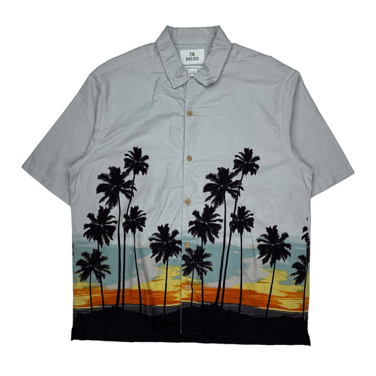 28 Palms Graphic Hawaiian Shirt - XL Grey Cotton