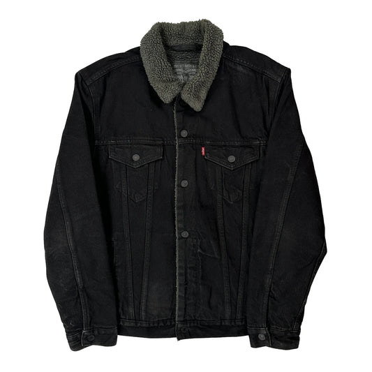 Vintage Levis Sherpa Lined Denim Jacket - Large Black Denim