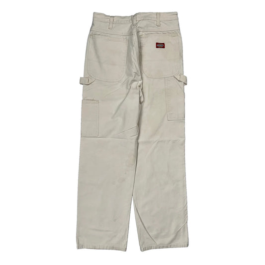 Dickies Carpenter Trousers - 30W 32L Cream Cotton