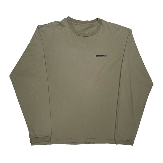 Vintage Patagonia Graphic Long Sleeve T-Shirt - Large Beige Cotton