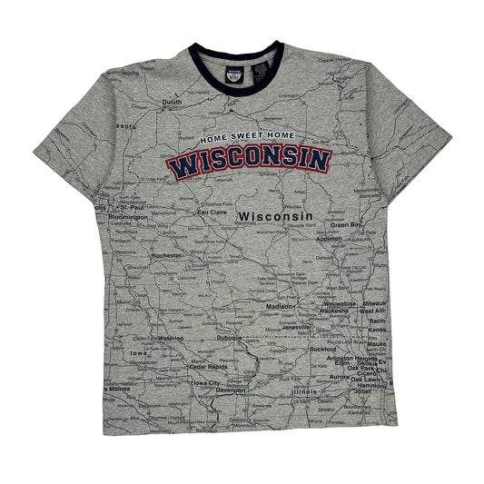 Wisconsin State Of Mine T-Shirt - Large Grey Cotton