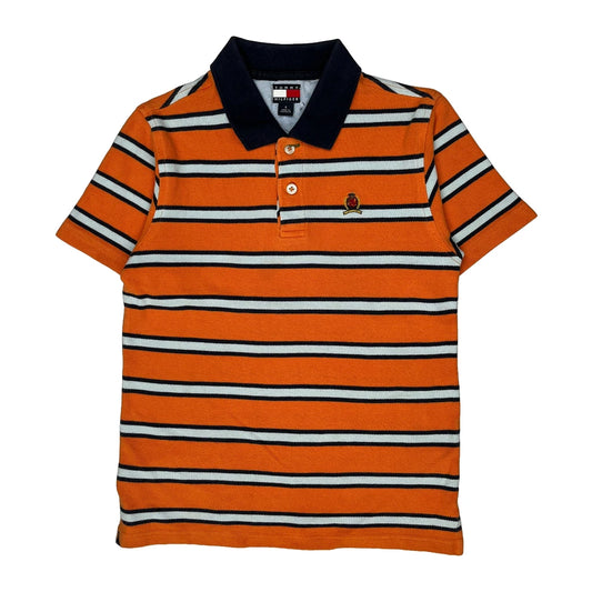 Vintage Age 6 Tommy Hilfiger Striped Polo Shirt - Small Orange Cotton