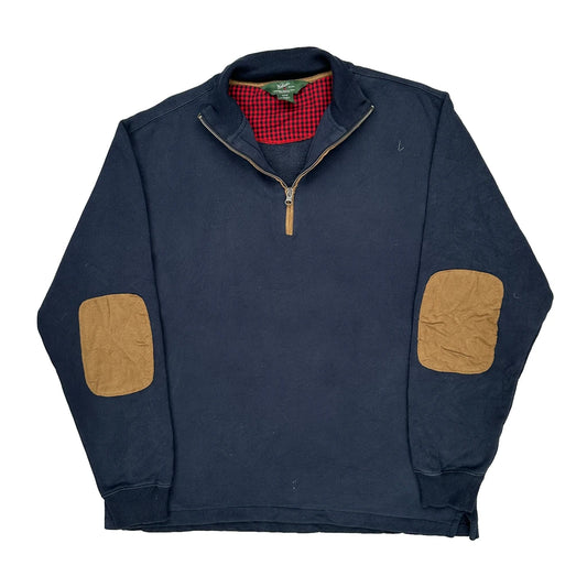 Woolrich Checked 1/4 Zip - Large Brown Cotton