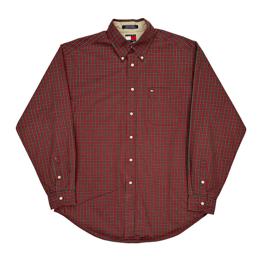 Tommy Hilfiger Checked Shirt - Large Green Cotton