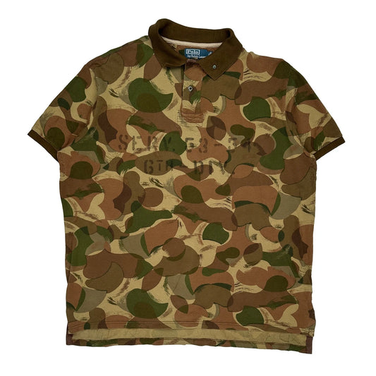 Vintage Military-Inspired Design Polo By Ralph Lauren Camo Polo Shirt - 2XL Camo Cotton