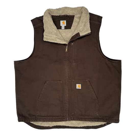 Vintage Carhartt Tall Gilet - 2XL Brown Cotton