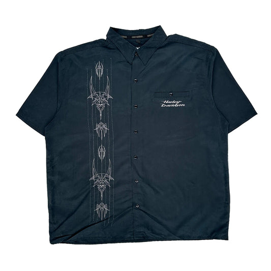 Motorcycle Harley Davidson Short Sleeve Shirt - 2XL Black Polyester