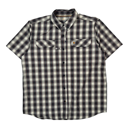 Carhartt Checked Short Sleeve Shirt - XL Grey Cotton