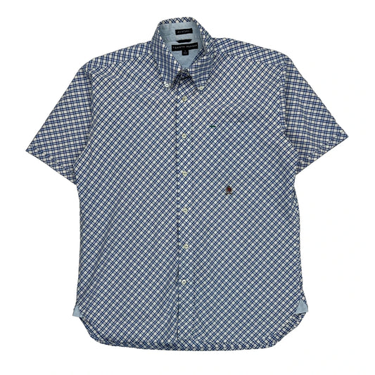 Tommy Hilfiger Checked Short Sleeve Shirt - Medium Blue Cotton